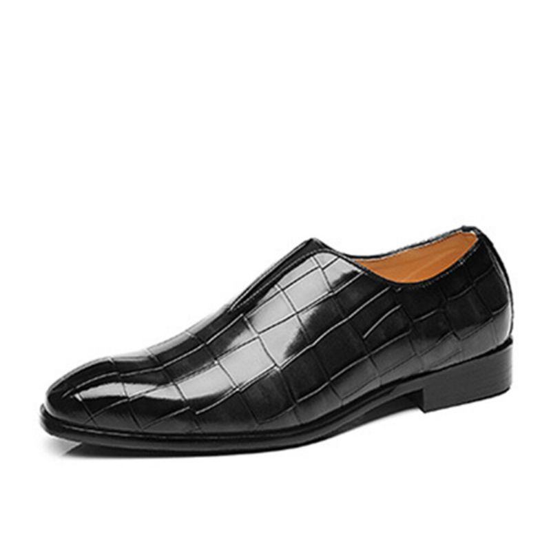 Hommes Cuir Semelle Souple Bout Pointu Motif Crocodile Slip On Chaussures Habillées Décontractées