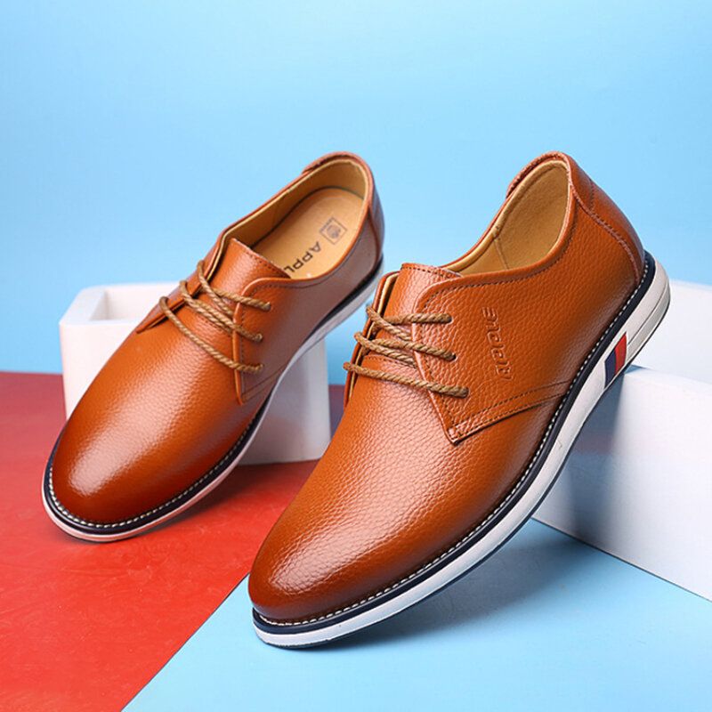 Hommes Cuir De Vachette Respirant Antidérapant Confortable Classique Casual Chaussures D'affaires