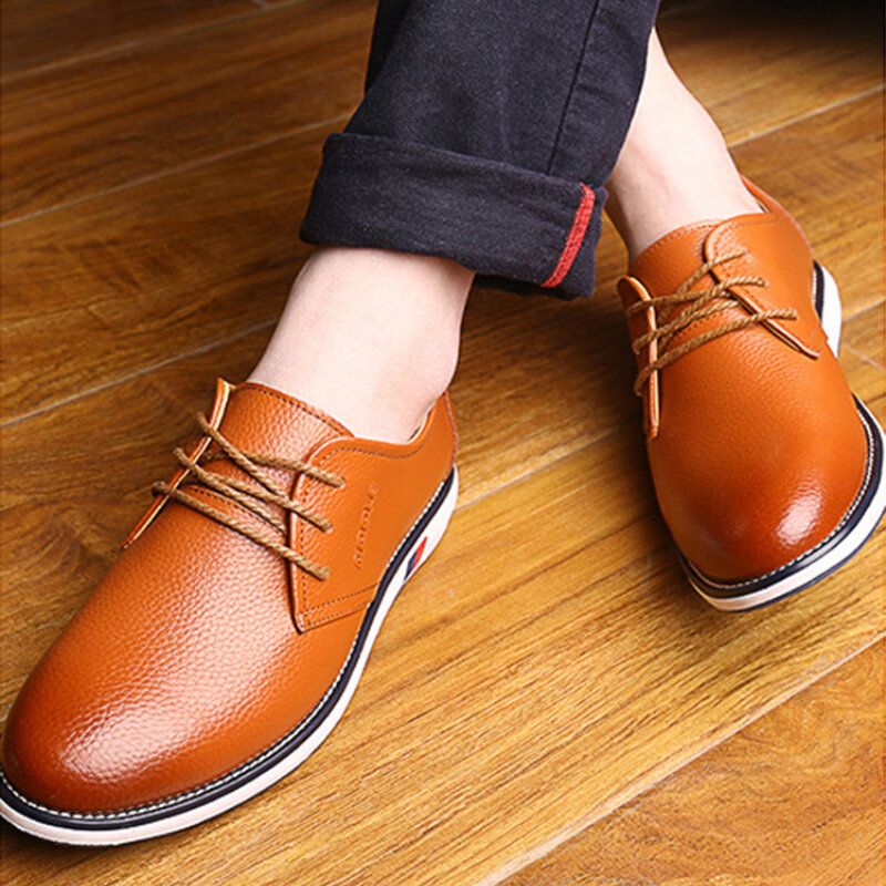 Hommes Cuir De Vachette Respirant Antidérapant Confortable Classique Casual Chaussures D'affaires