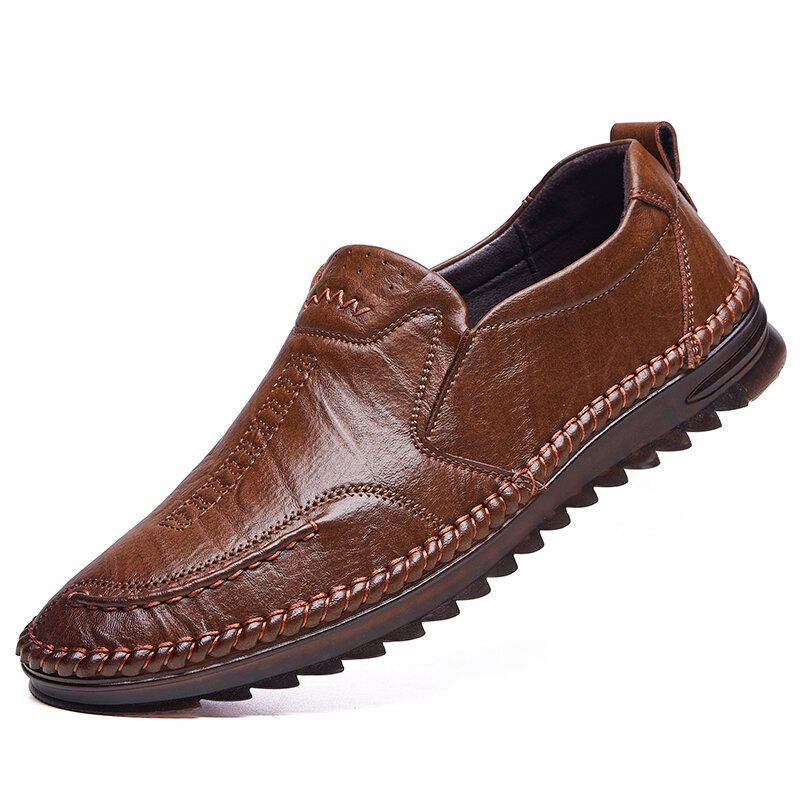 Hommes Cuir De Vachette Respirant Antidérapant Vintage Casual Business Chaussures