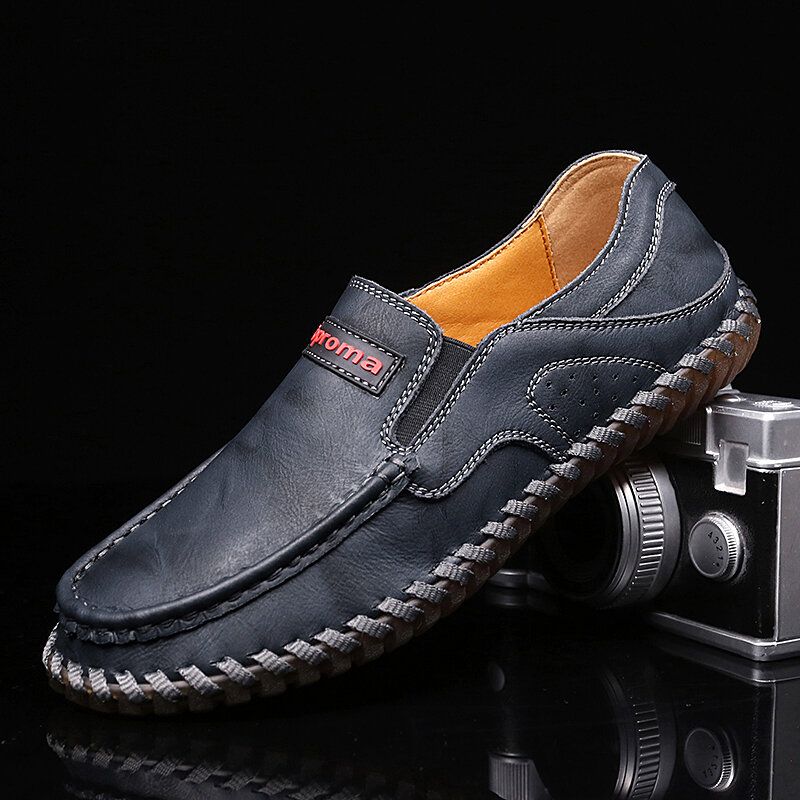 Hommes Cuir De Vachette Respirant Couture À La Main Semelle Souple Brève Angleterre Style Chaussures Décontractées