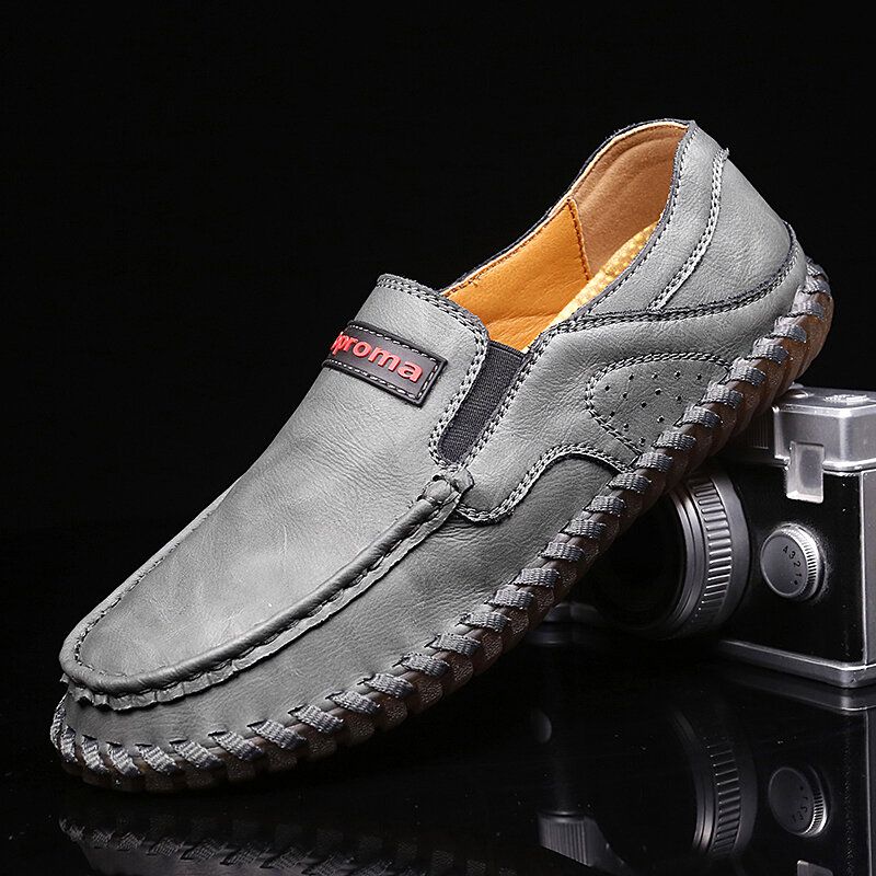 Hommes Cuir De Vachette Respirant Couture À La Main Semelle Souple Brève Angleterre Style Chaussures Décontractées