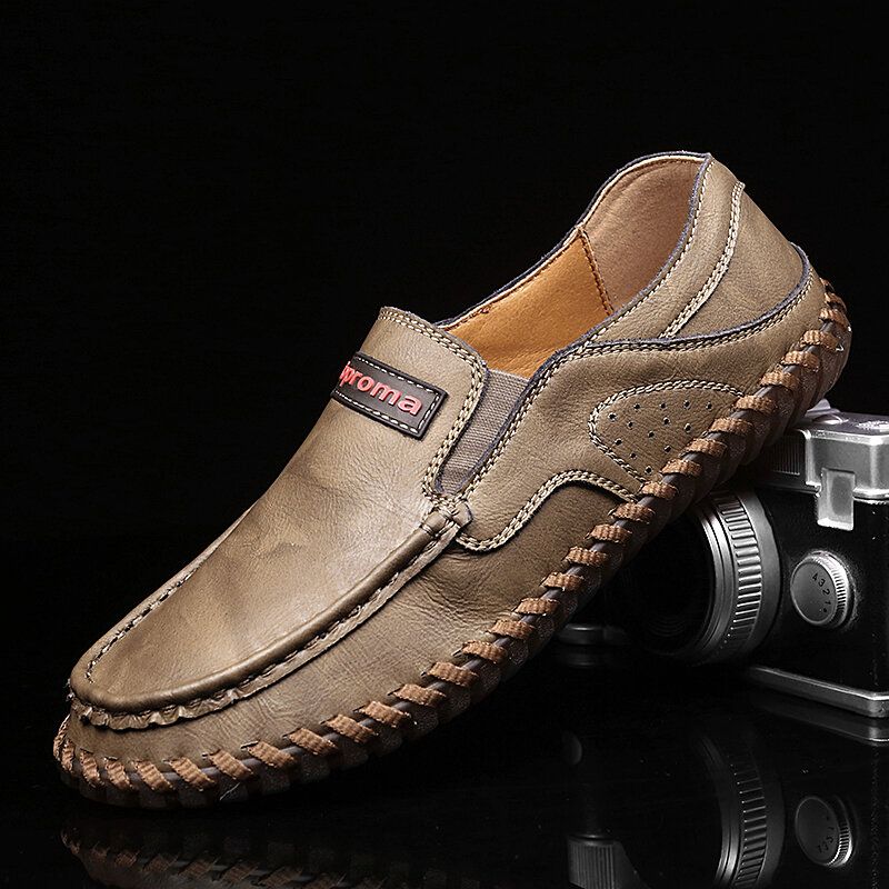 Hommes Cuir De Vachette Respirant Couture À La Main Semelle Souple Brève Angleterre Style Chaussures Décontractées