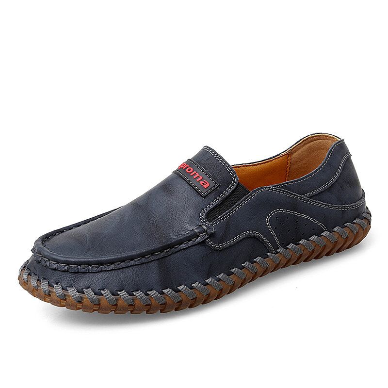 Hommes Cuir De Vachette Respirant Couture À La Main Semelle Souple Brève Angleterre Style Chaussures Décontractées