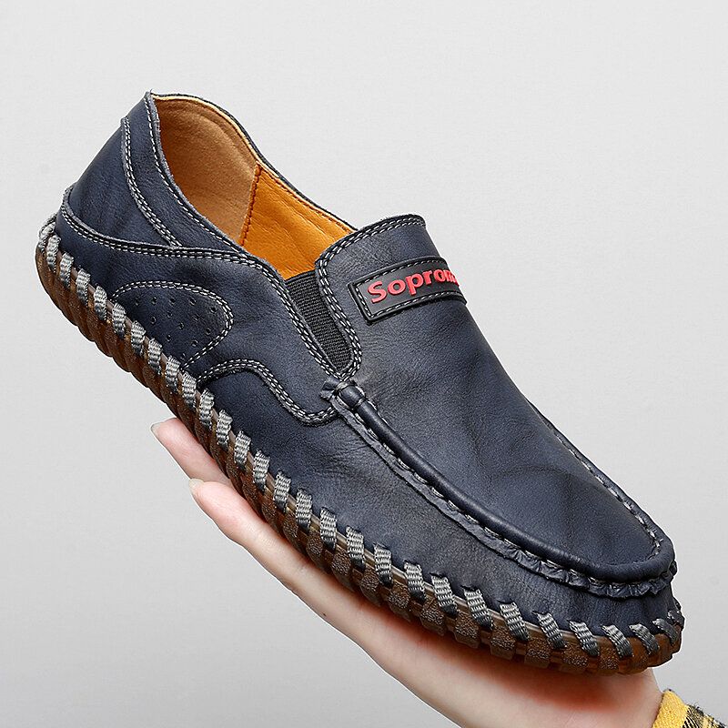 Hommes Cuir De Vachette Respirant Couture À La Main Semelle Souple Brève Angleterre Style Chaussures Décontractées