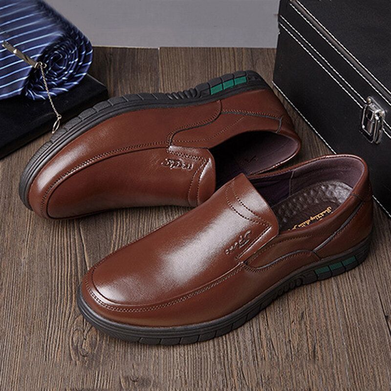 Hommes Cuir De Vachette Respirant Semelle Confortable Slip On Daily Business Casual Chaussures