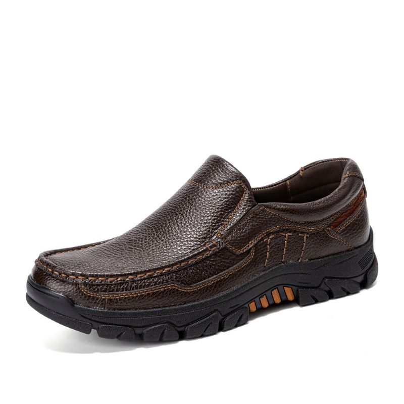 Hommes Cuir De Vachette Respirant Semelle Souple Antidérapant Solide Casual Business Chaussures