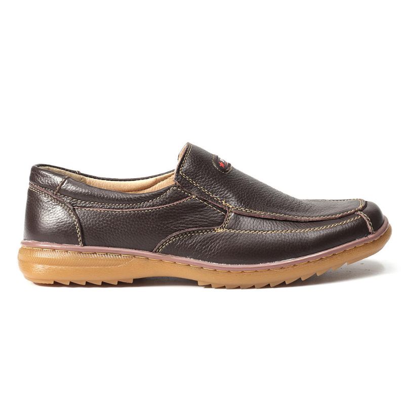 Hommes En Cuir De Vachette Véritable Sans Lacet Semelle Souple Confortable Antidérapant Décontracté Oxfords