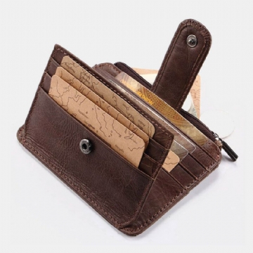 Hommes En Cuir Véritable 11 Fente Pour Carte Porte-carte Mini Fermeture Éclair Porte-monnaie Pochette Portefeuilles