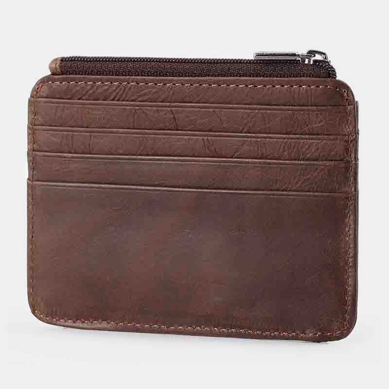 Hommes En Cuir Véritable 11 Fente Pour Carte Porte-carte Mini Fermeture Éclair Porte-monnaie Pochette Portefeuilles