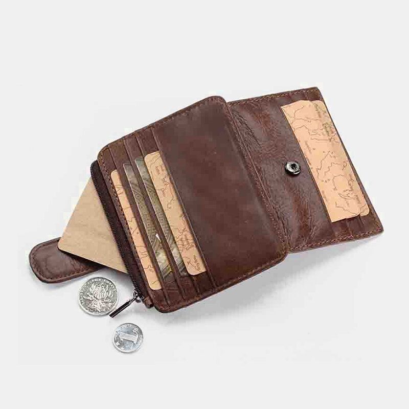 Hommes En Cuir Véritable 11 Fente Pour Carte Porte-carte Mini Fermeture Éclair Porte-monnaie Pochette Portefeuilles