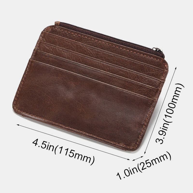 Hommes En Cuir Véritable 11 Fente Pour Carte Porte-carte Mini Fermeture Éclair Porte-monnaie Pochette Portefeuilles