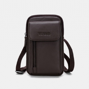 Hommes En Cuir Véritable 6.3 Pouces Support De Téléphone Ceinture Sac Sac À Bandoulière