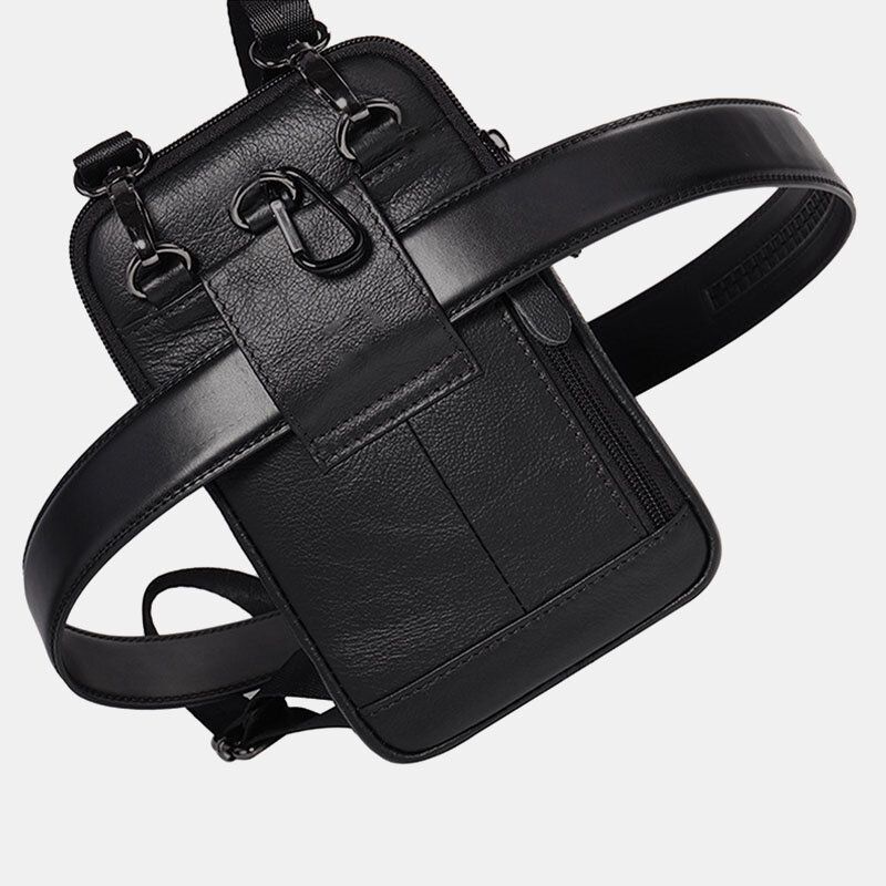 Hommes En Cuir Véritable 6.3 Pouces Support De Téléphone Ceinture Sac Sac À Bandoulière