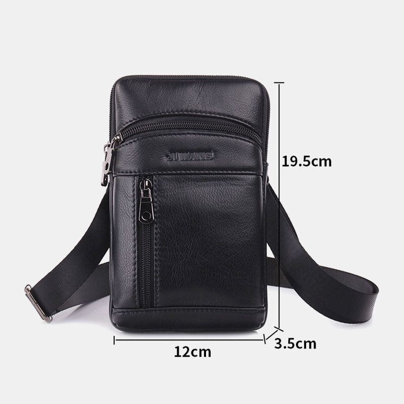 Hommes En Cuir Véritable 6.5 Pouces Rétro Téléphone Sac Ceinture Sac Bandoulière Sac