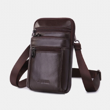 Hommes En Cuir Véritable 7 Pouces Sac De Téléphone Sac De Taille Sac De Ceinture Sac À Bandoulière Sac À Bandoulière