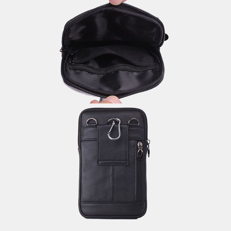 Hommes En Cuir Véritable 7 Pouces Sac De Téléphone Sac De Taille Sac De Ceinture Sac À Bandoulière Sac À Bandoulière