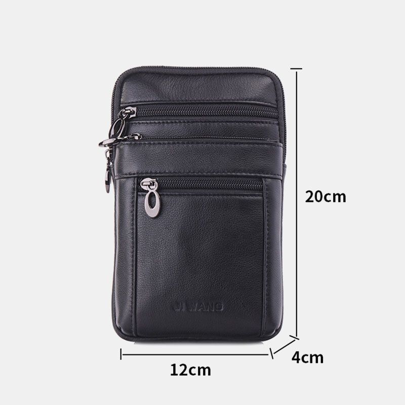 Hommes En Cuir Véritable 7 Pouces Sac De Téléphone Sac De Taille Sac De Ceinture Sac À Bandoulière Sac À Bandoulière