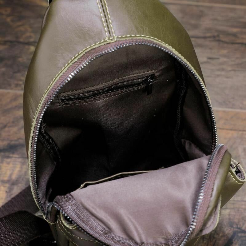 Hommes En Cuir Véritable Antivol Rétro Décontracté Affaires Sac À Bandoulière Sac De Poitrine Sac À Bandoulière