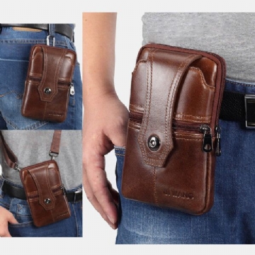 Hommes En Cuir Véritable Ceinture Téléphone Sac Décontracté Sac À Bandoulière Sac À Bandoulière