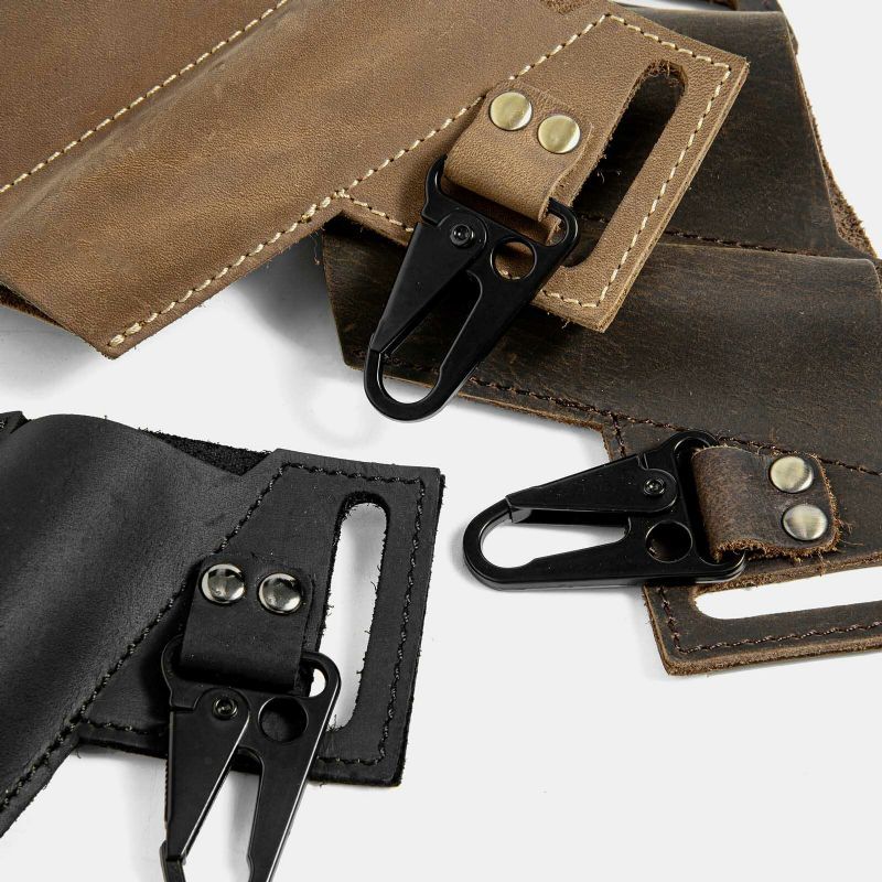 Hommes En Cuir Véritable Edc Multitool Lampe De Poche Clé Couteau Pliant Organisateur Taille Ceinture Sac