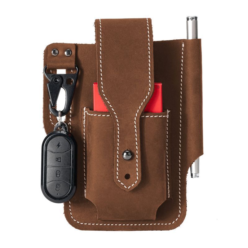 Hommes En Cuir Véritable Edc Multitool Stylo Porte-clés Organisateur Taille Ceinture Sac