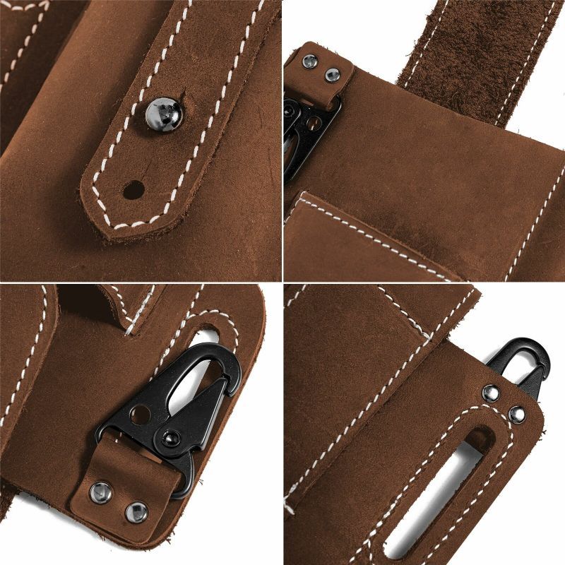 Hommes En Cuir Véritable Edc Multitool Stylo Porte-clés Organisateur Taille Ceinture Sac