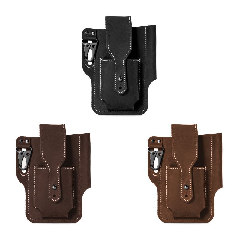 Hommes En Cuir Véritable Edc Multitool Stylo Porte-clés Organisateur Taille Ceinture Sac