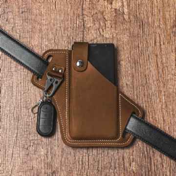 Hommes En Cuir Véritable Edc Multitool Téléphone Portable Porte-clés Organisateur Taille Ceinture Sac