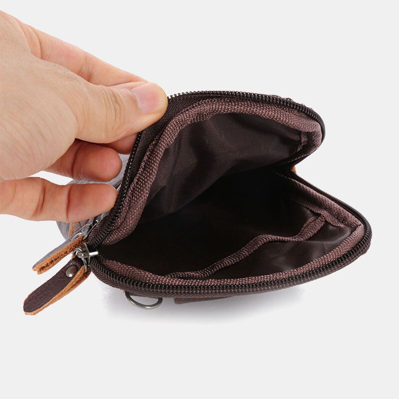 Hommes En Cuir Véritable Grande Capacité Vintage 6.5 Pouces Sac De Téléphone Sac De Taille Sac À Bandoulière Sac À Bandoulière