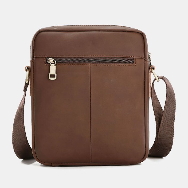 Hommes En Cuir Véritable Grande Capacité Vintage Décontracté 6.5 Pouces Sac De Téléphone Sac À Bandoulière Sac À Bandoulière Messenger Porte-documents