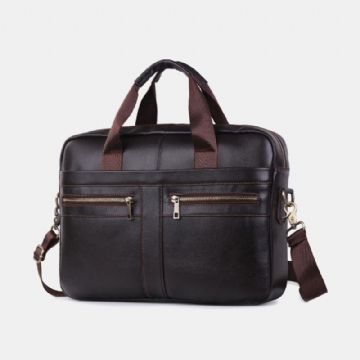 Hommes En Cuir Véritable Multi-fonction Rétro Grande Capacité Voyage Sac À Main Sac À Bandoulière