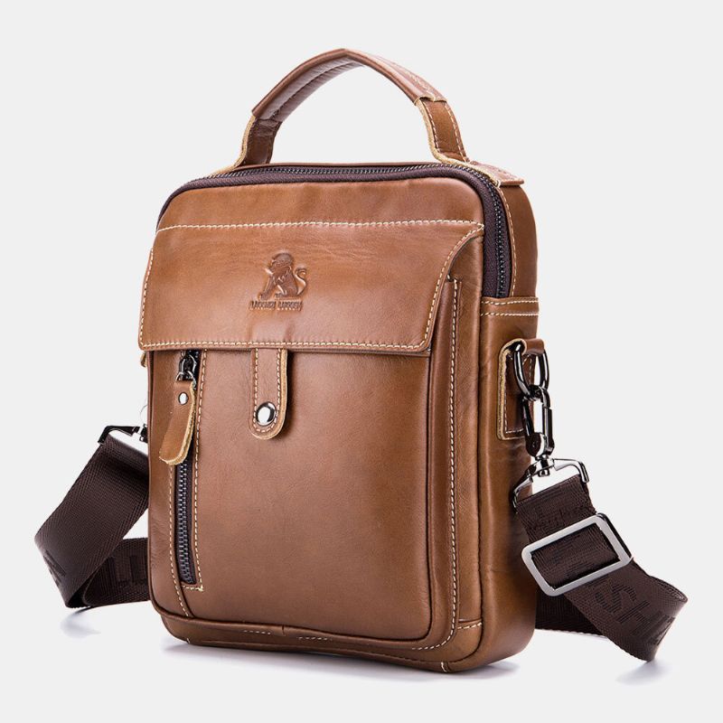 Hommes En Cuir Véritable Multi-poches Étanche Vintage Sac À Main Sac À Bandoulière Sac À Bandoulière