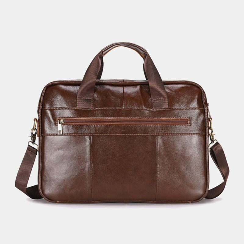 Hommes En Cuir Véritable Multi-poches Vintage 14 Pouces Pochette D'ordinateur Sac De Messager Sacs À Bandoulière Sac À Bandoulière Mallette