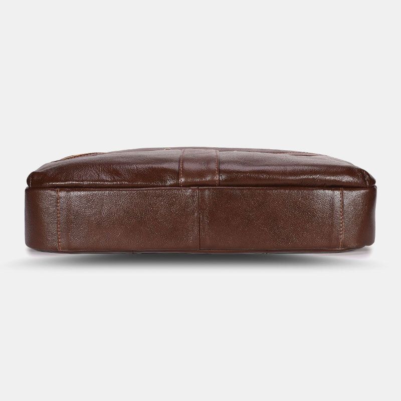 Hommes En Cuir Véritable Multi-poches Vintage 14 Pouces Pochette D'ordinateur Sac De Messager Sacs À Bandoulière Sac À Bandoulière Mallette