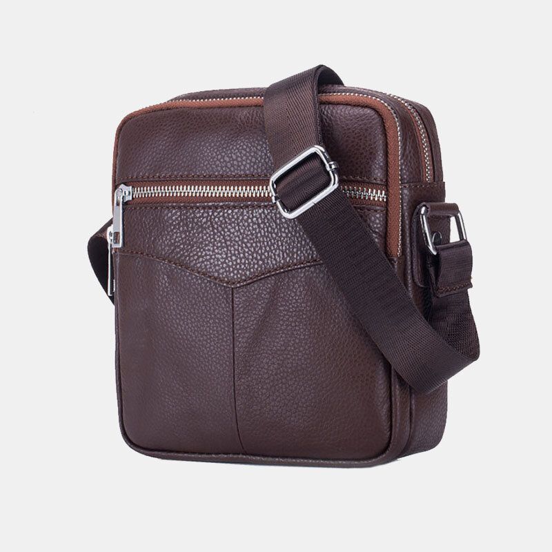 Hommes En Cuir Véritable Multifonction Étanche Anti-vol Téléphone Sac Bandoulière Sac À Bandoulière Sac