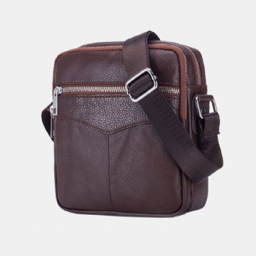 Hommes En Cuir Véritable Multifonction Étanche Anti-vol Téléphone Sac Bandoulière Sac À Bandoulière Sac