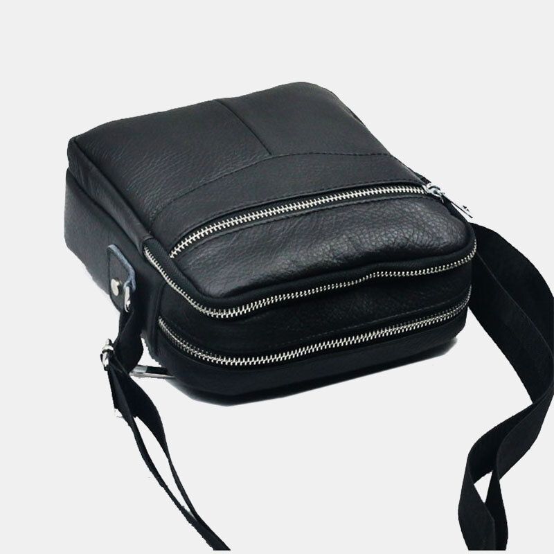 Hommes En Cuir Véritable Multifonction Étanche Anti-vol Téléphone Sac Bandoulière Sac À Bandoulière Sac