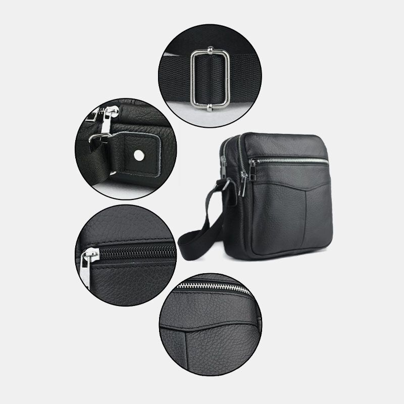 Hommes En Cuir Véritable Multifonction Étanche Anti-vol Téléphone Sac Bandoulière Sac À Bandoulière Sac