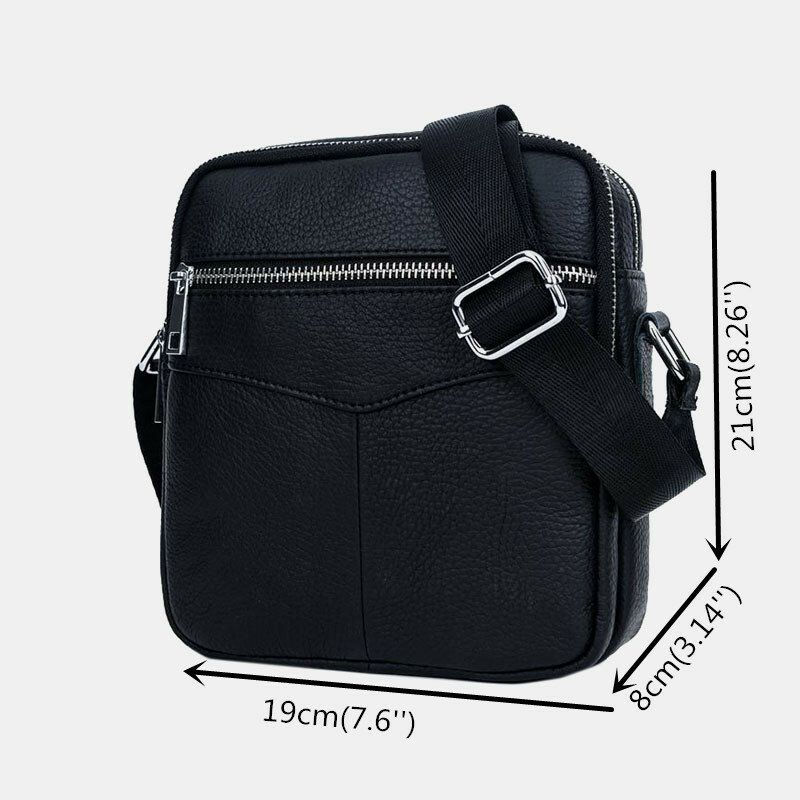 Hommes En Cuir Véritable Multifonction Étanche Anti-vol Téléphone Sac Bandoulière Sac À Bandoulière Sac