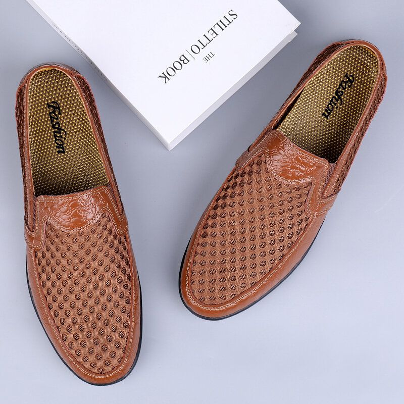 Hommes Cuir Véritable Respirant Antidérapant Confortable Loisirs Business Chaussures