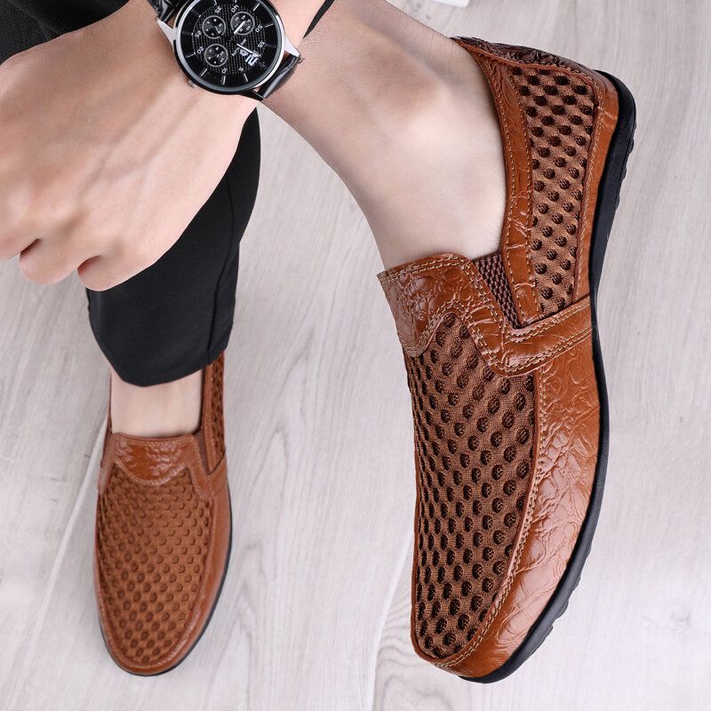 Hommes Cuir Véritable Respirant Antidérapant Confortable Loisirs Business Chaussures