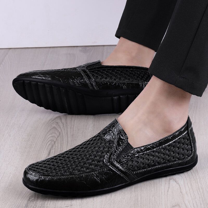 Hommes Cuir Véritable Respirant Antidérapant Confortable Loisirs Business Chaussures