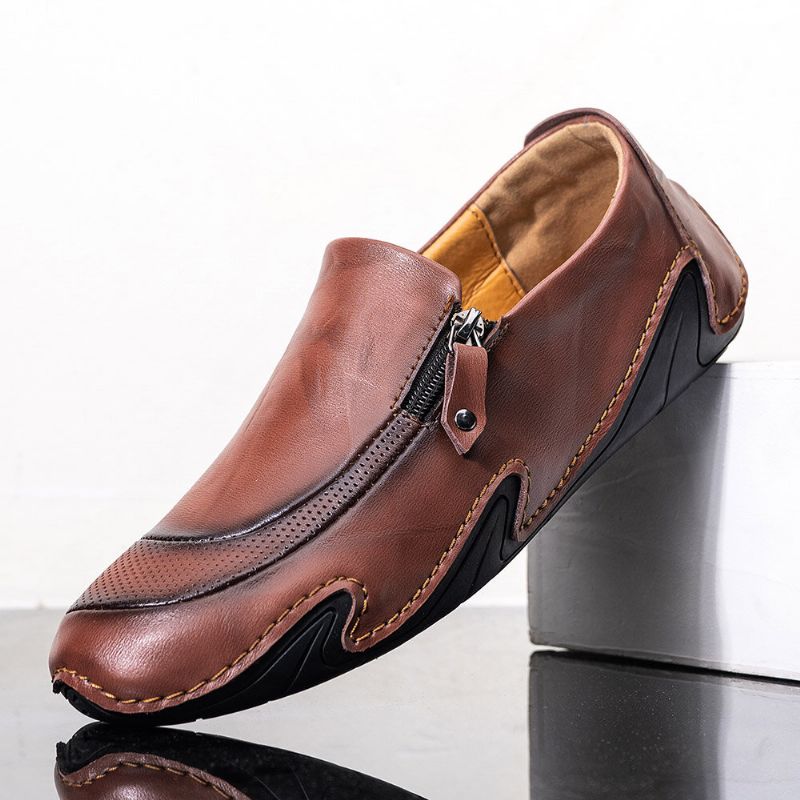 Hommes Cuir Véritable Respirant Antidérapant Confortable Semelle Souple Casual Business Chaussures