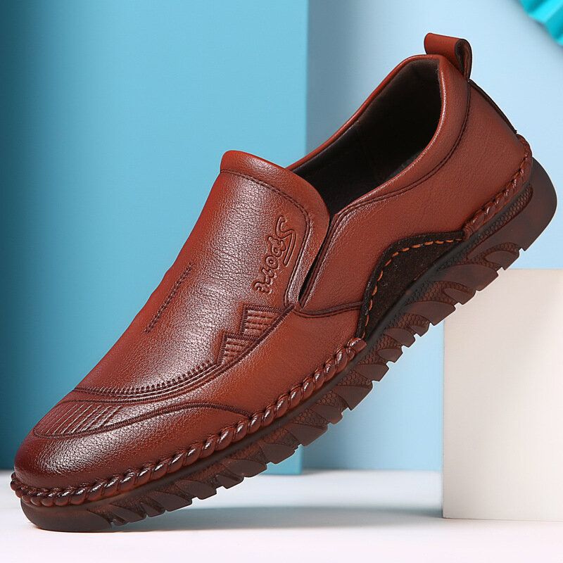 Hommes Cuir Véritable Respirant Confortable Semelle Souple Antidérapant Casual Business Chaussures