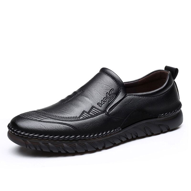 Hommes Cuir Véritable Respirant Confortable Semelle Souple Antidérapant Casual Business Chaussures