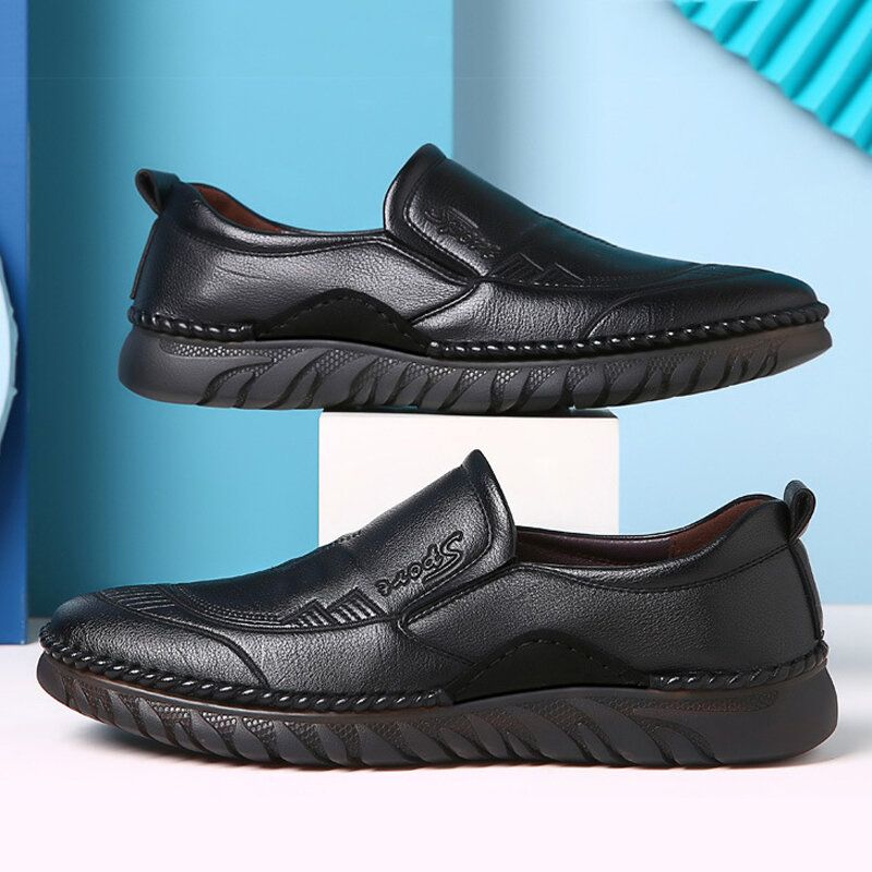 Hommes Cuir Véritable Respirant Confortable Semelle Souple Antidérapant Casual Business Chaussures