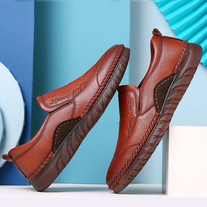 Hommes Cuir Véritable Respirant Confortable Semelle Souple Antidérapant Casual Business Chaussures