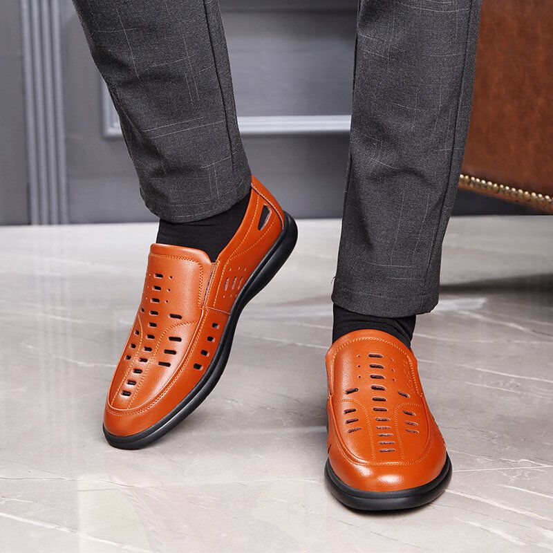 Hommes Cuir Véritable Respirant Doux Antidérapant Loisirs Bussiness Chaussures