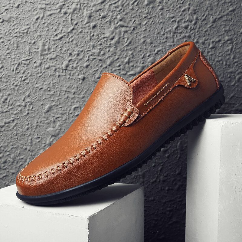 Hommes En Cuir Véritable Respirant Fond Souple Confortable Conduite Loisirs Chaussures D'affaires